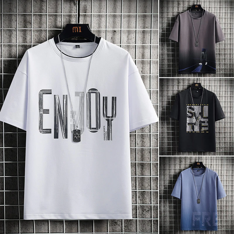 Bulk Wholesale Summer Print Logo Graphic Short Sleeve Tshirts Men Casual Plain O-neck Black T-shirts Unisex T Shirts