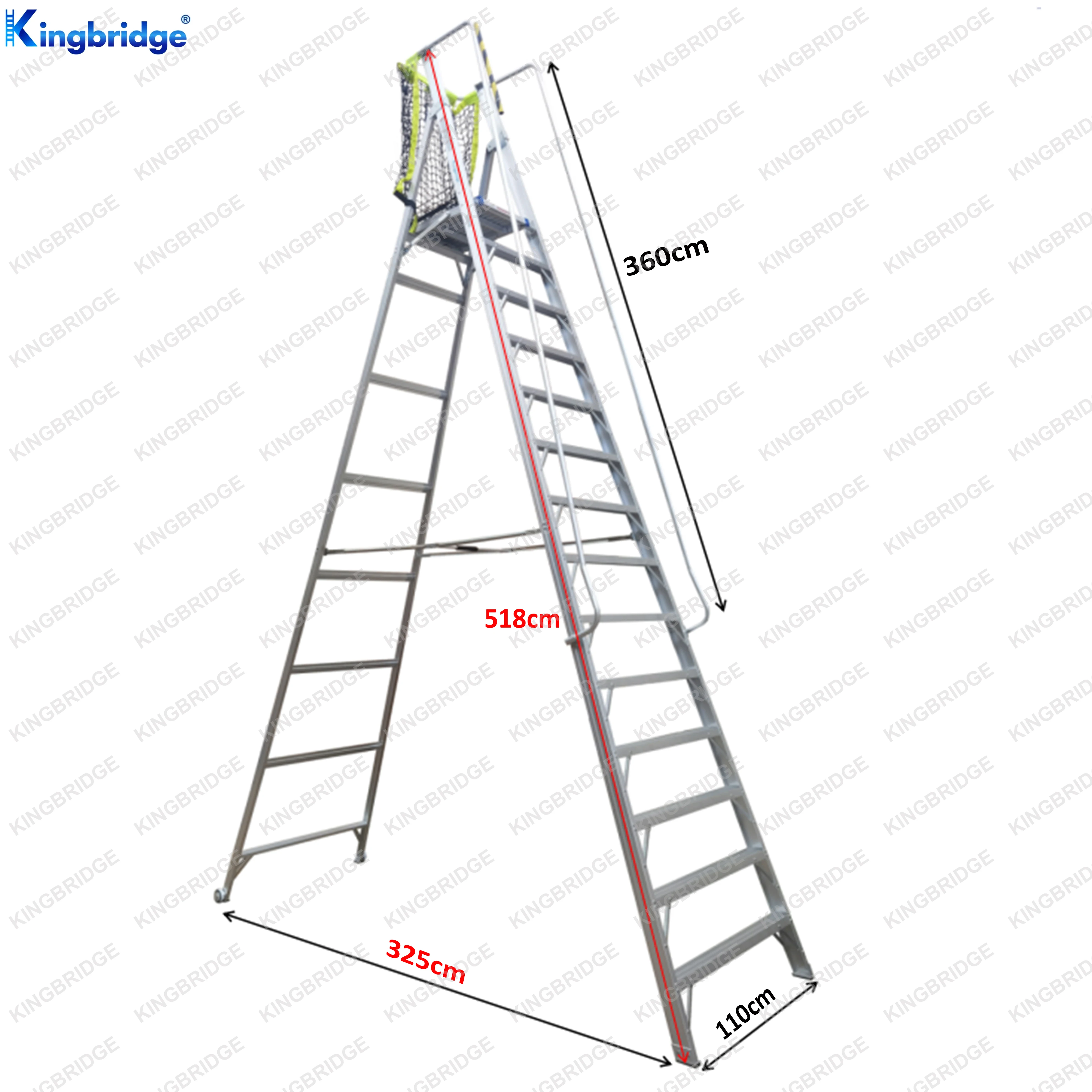 Kingbridge Industrial Movable Aluminum platform ladder safety large platform 14 steps ladder