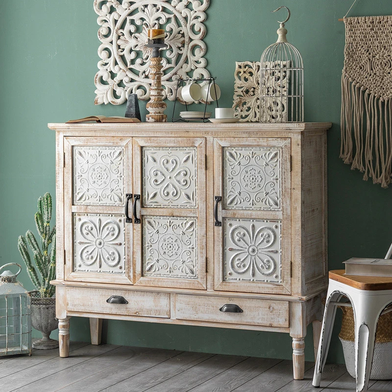 Vintage White French Country Solid Wood Sideboard - Buffet Cabinet, TV Stand & Entryway Storage