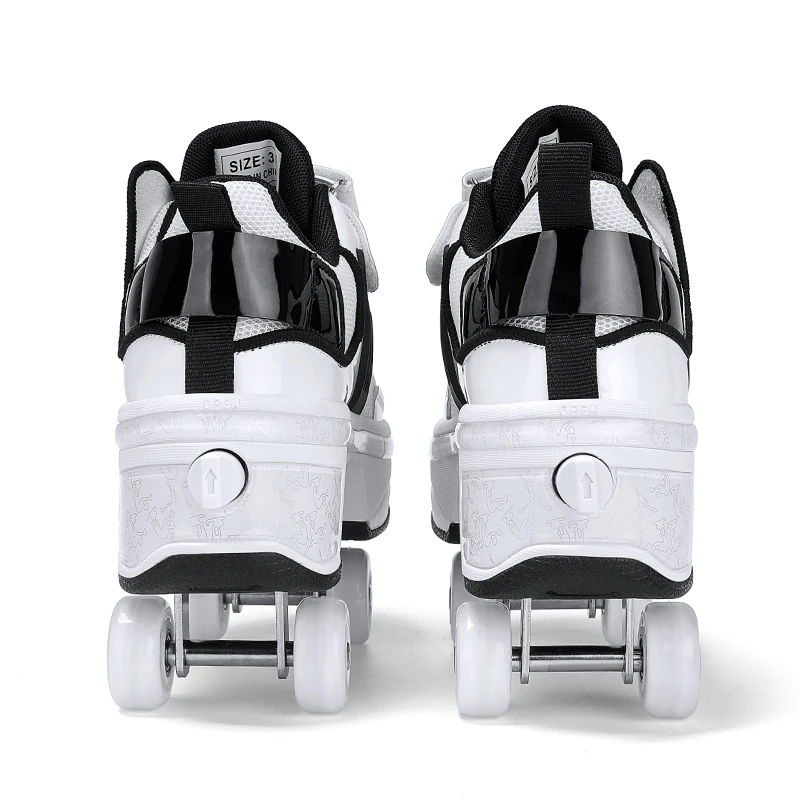 OEM Breathable Footwear  Big Four-wheeled Walking Shoes With Mesh and Leather In Stock Outdoor Sports Unisex Adults Rollerskate