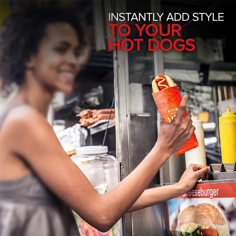 Custom Printing Personalized Logo Oil Proof BBQ Sandwich Hamburger Hot Dog Packaging Aluminum Foil Lined Paper Bag