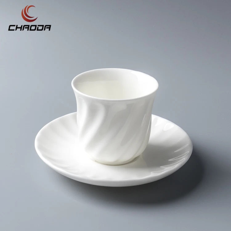 CHAODA Wholesale Price Ceramics Coffee Cup with Saucer White Ceramic Cup Set For Cafe&Restaurant