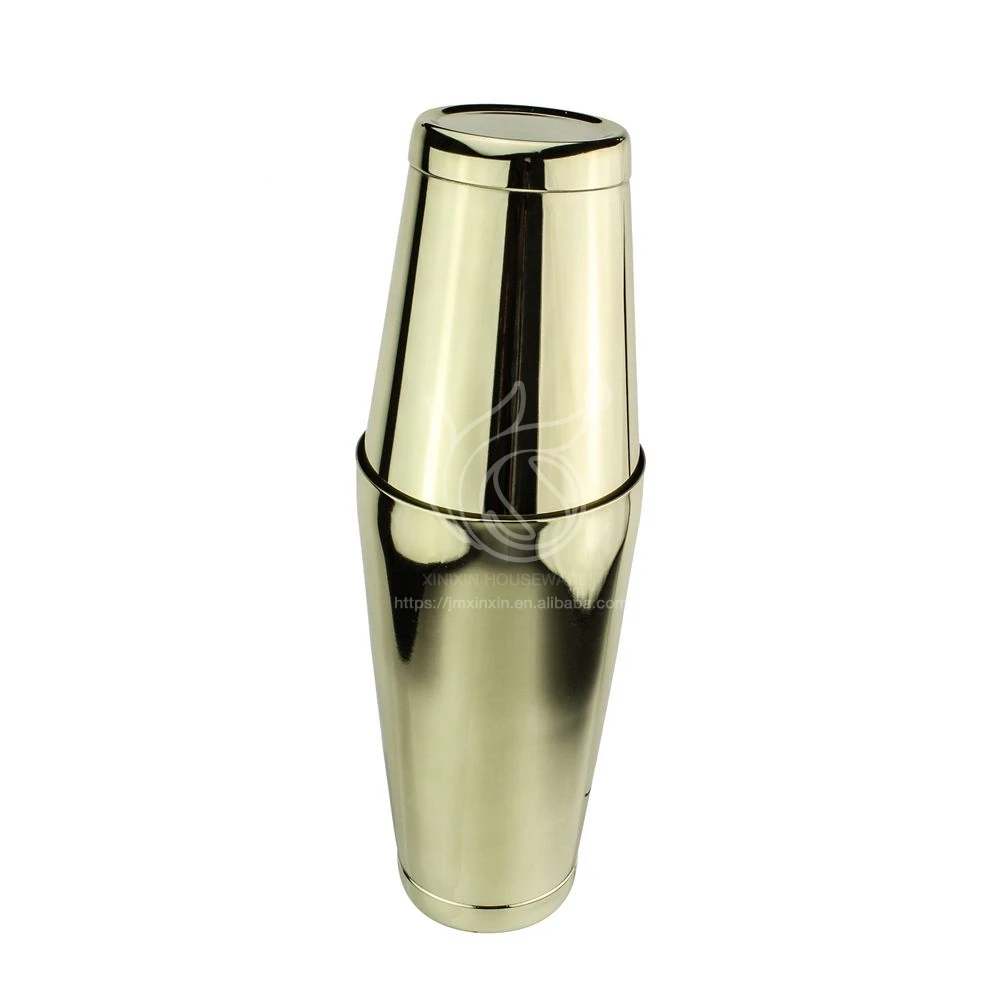 New Design Metal Gold 304 Stainless Steel Boston Cocktail Shaker Set For Professional Bartender
