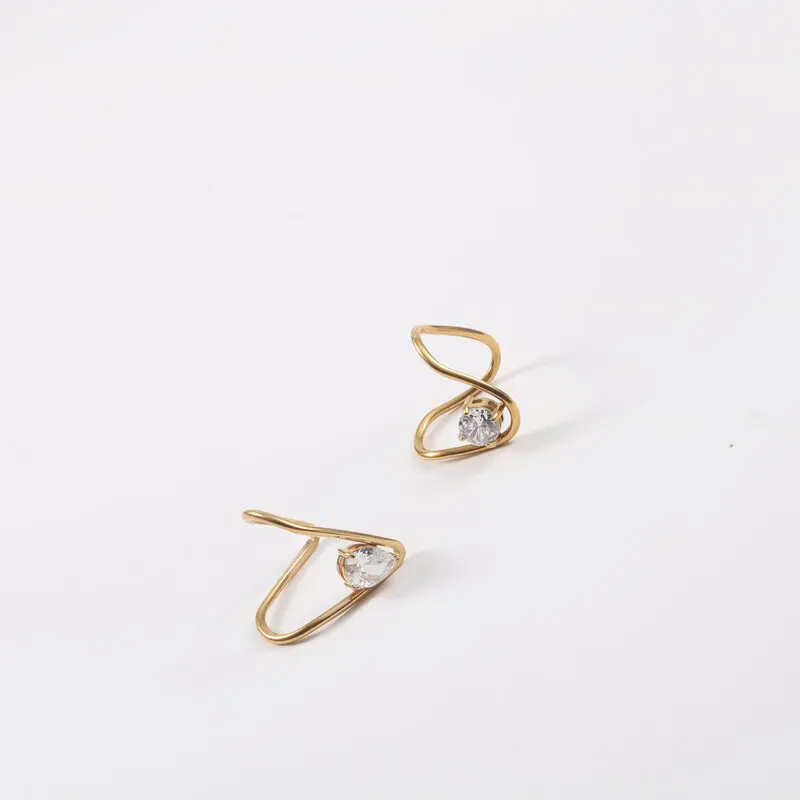 Ins Korean Special Shape Waterproof Stainless Steel Diamond Ring Dainty 14K Gold Plated Cubic Zirconia Ring High End Jewelry