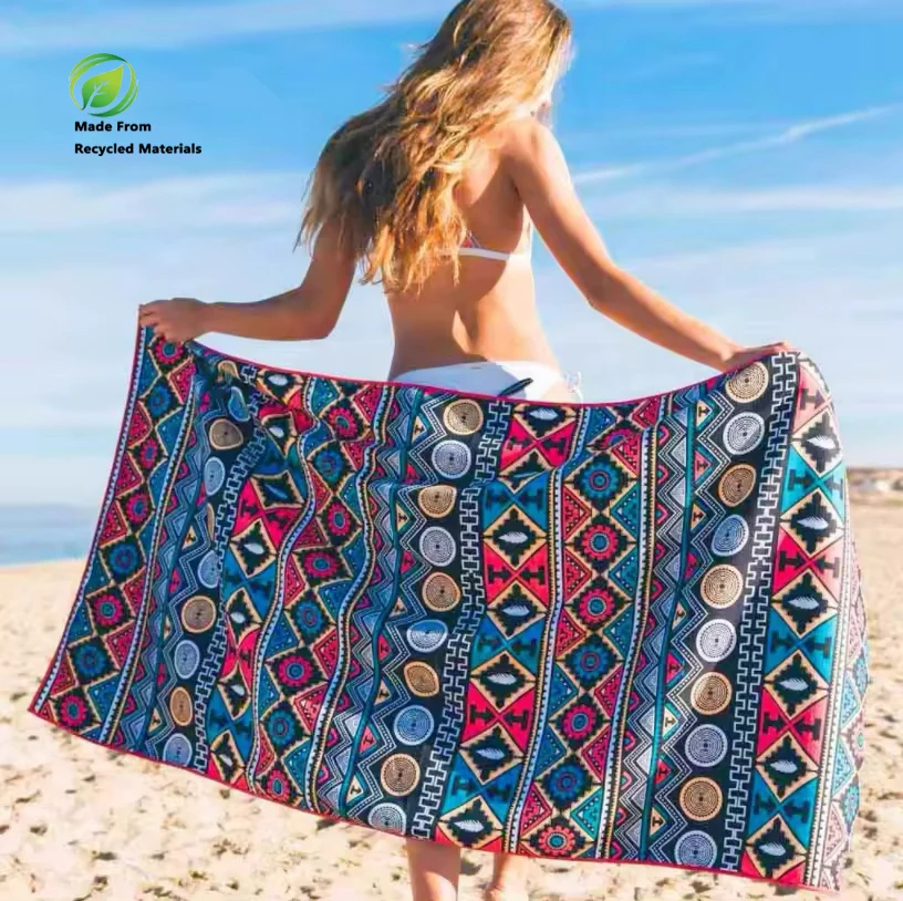 Bottle Recycled Beach Towel Superdry Microfiber Waffle Beach Towel Wholesale Custom Sand Free Printed Beach Towel