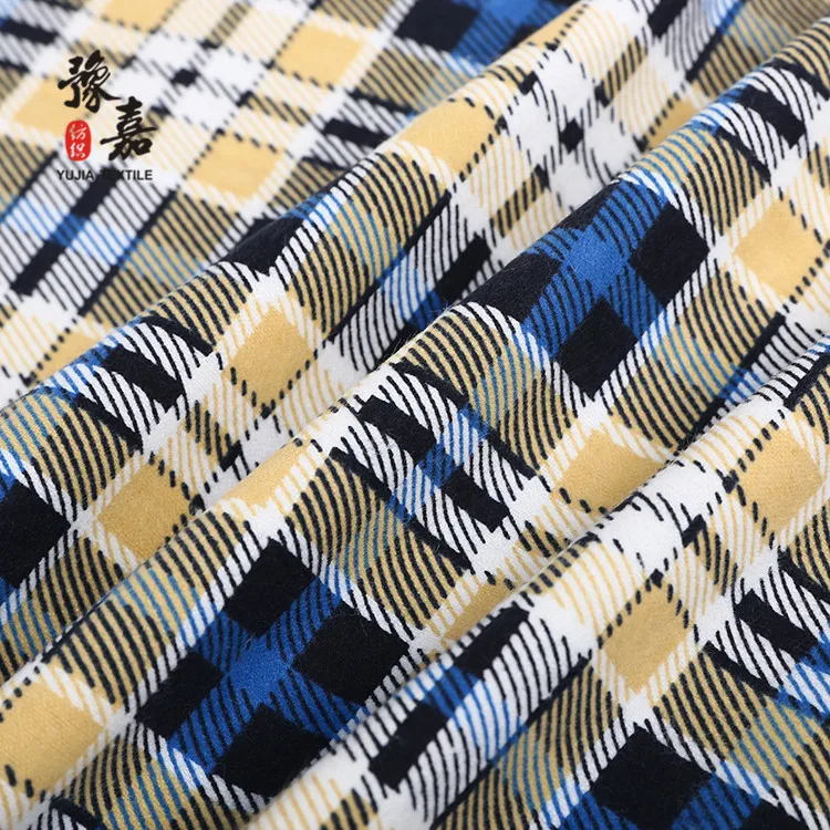 High quality custom 100% cotton yarn dyed melange cotton printed stripe plaid flannel fabric for men shirts