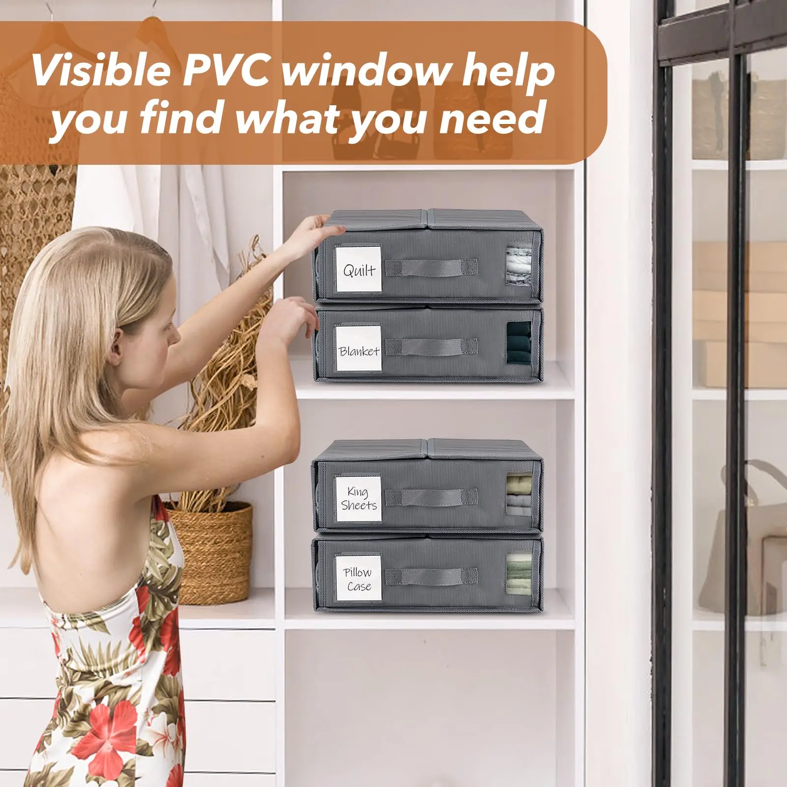 High quality bed sheet organizer foldable storage box for cover set with zipper closet organizer for bedding clothes blankets