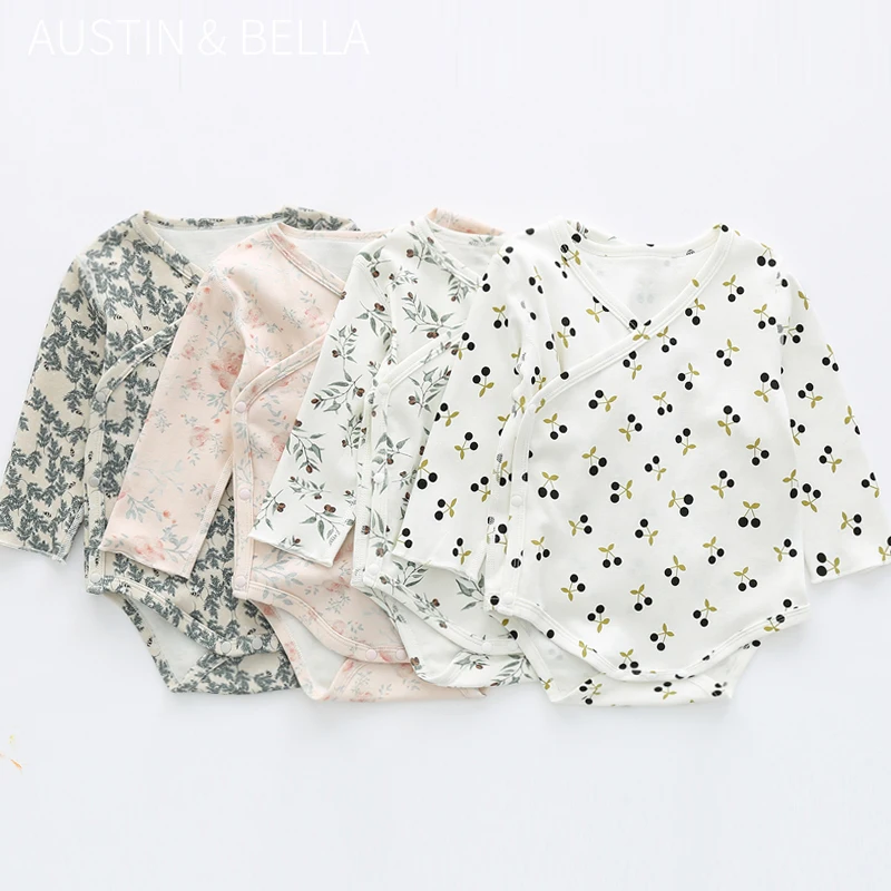 2023 Custom Designer Newborn Organic Cotton Gots Digital Printed Baby Clothes Boy Romper 0-3 Months Clothing