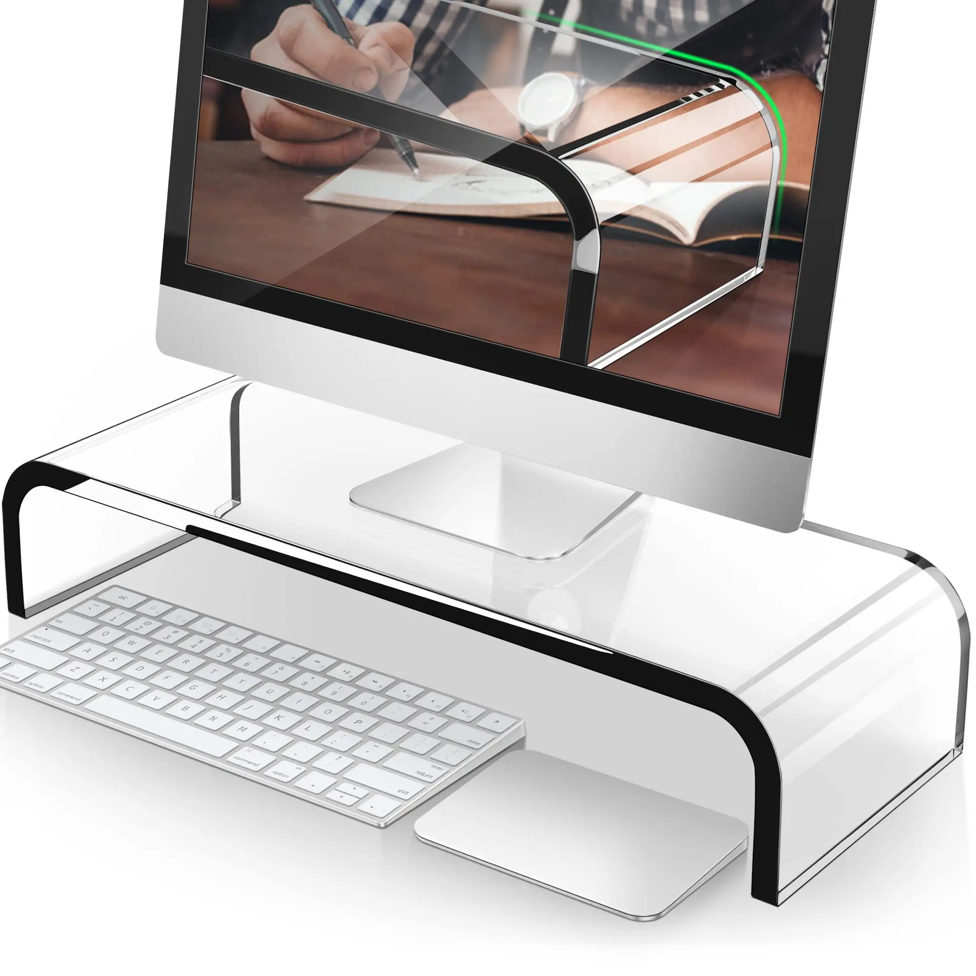Premium Clear Acrylic Monitor Stand Laptop/PC/Multimedia Monitor Acrylic Riser Stand for Home Office
