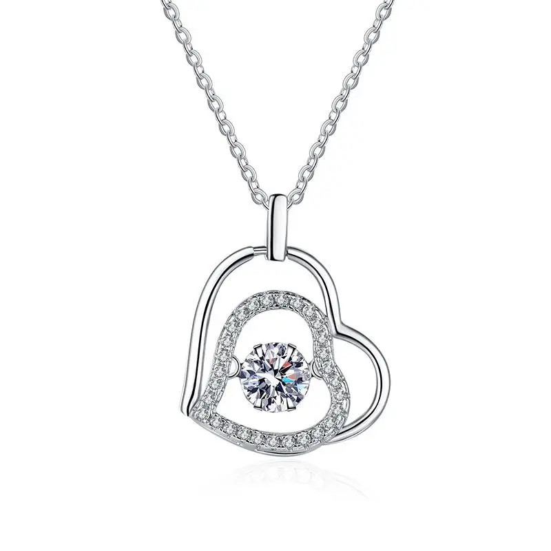 Custom Solitaire 5mm Moissanite Diamond Heart Necklace For Women 925 Sterling Silver Pendant Link Chain Wedding Fine Jewelry