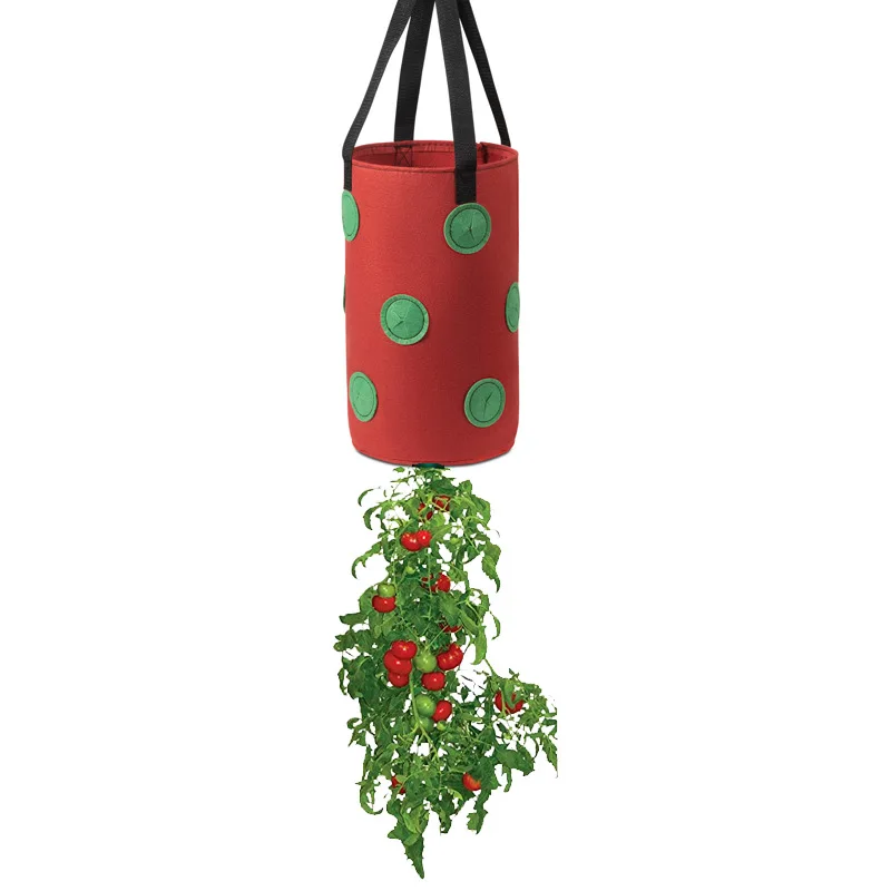 3 Gallon Hanging Vegetable Strawberry Planting Bag 13 Hole Non-Woven Plant Hanging Basket