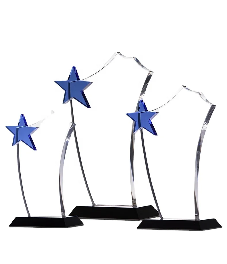 New Design Custom Crystal Blank Star Plaque Trophy Crystal Glass Awards