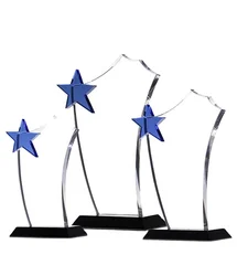 New Design Custom Crystal Blank Star Plaque Trophy Crystal Glass Awards