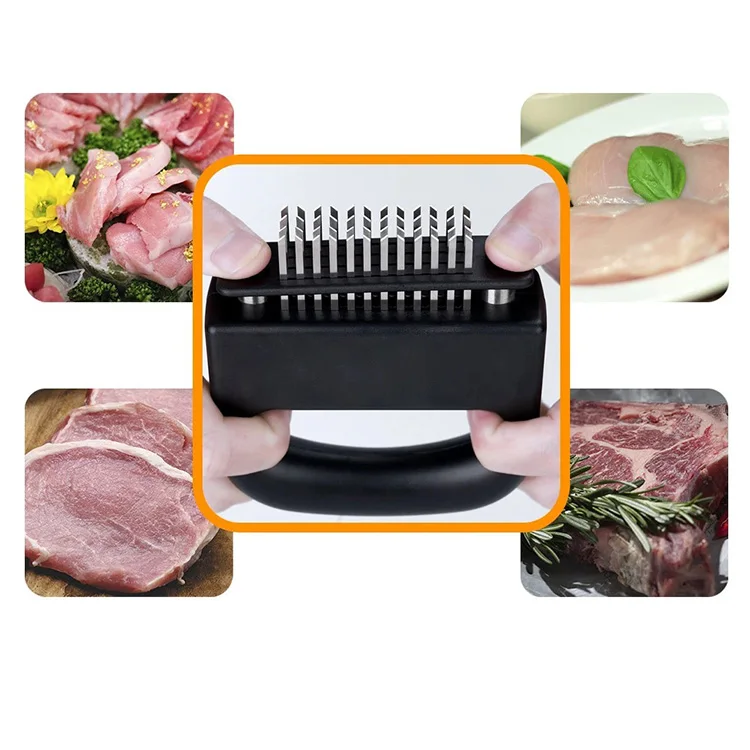 Meat Tenderizer Tool Stainless Steel Ultra Sharp Needle Blade Durable Meat Tenderizer With Safety Lock