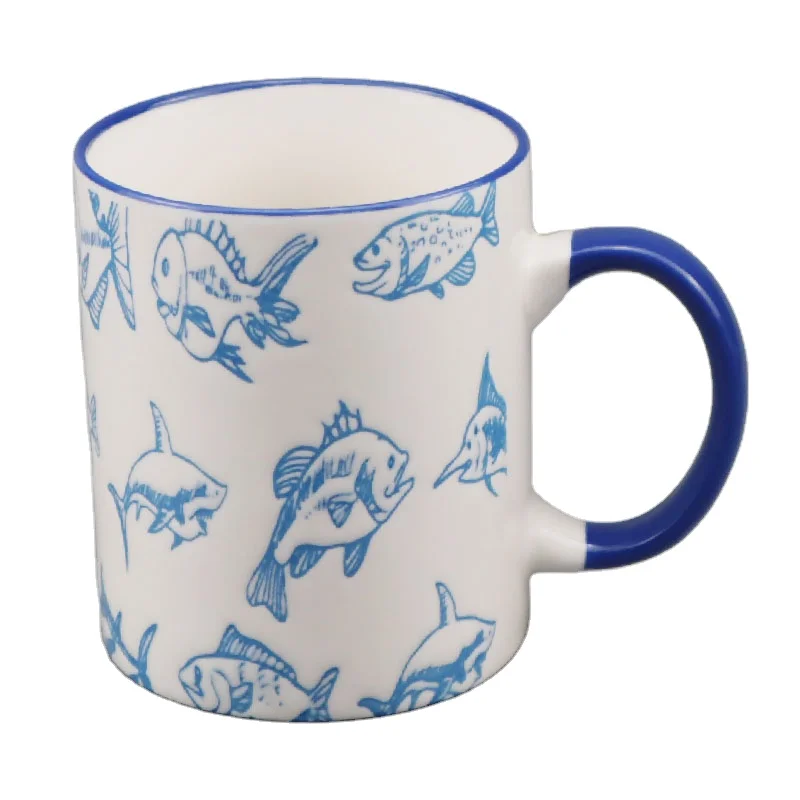 
 Оптовая продажа, кружка для чая, эспрессо, латте, капучино, керамическая многоразовая кофейная чашка, набор, кружка с синими узорами  