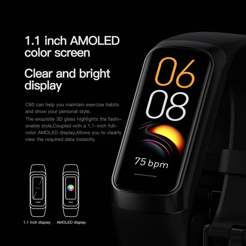 Factory price C60 smart bracelet sleep detection information reminder IP67 waterproof multi-purpose bracelet