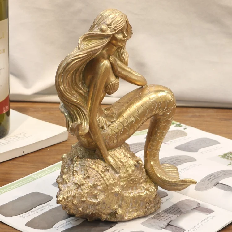 Resin Crafts Ornaments Home Decor, Luxury Deer Deco Home Table Decoration Resin Wholesale Mermaid Figurine,