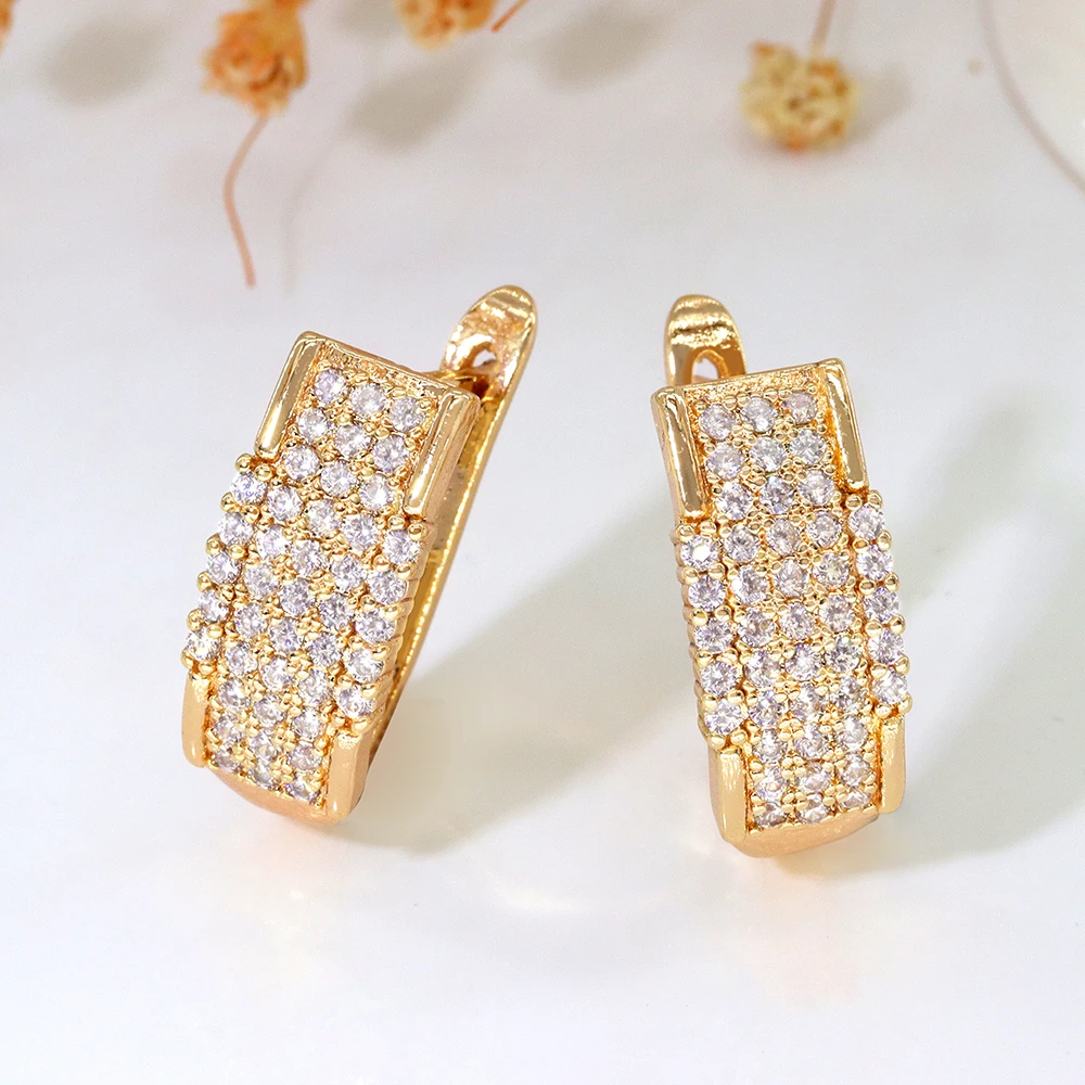 Fashion Jewelry  Brass Bridal English Lock Pakistan Indian Micro Pave Women Zirconia Huggie Hoop Party Earrings