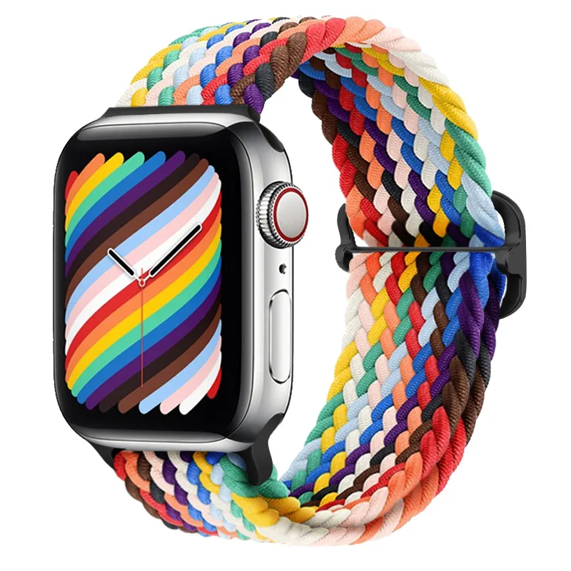 Adjustable Braided Watch Band Nylon Loop Strap with Stainless Steel Buckle Wristbands For Apple Watch