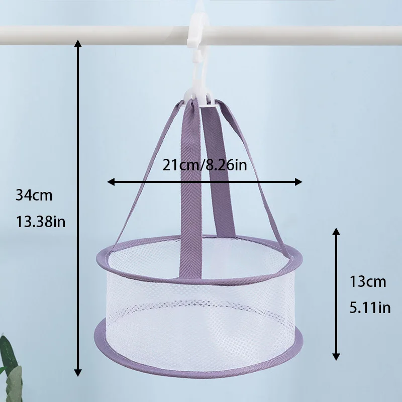 Multi Functional Edge Wrapped Clothes Drying Basket Double-Layer Folding Net Flat Clothes Drying Rack Large Mesh Pocket