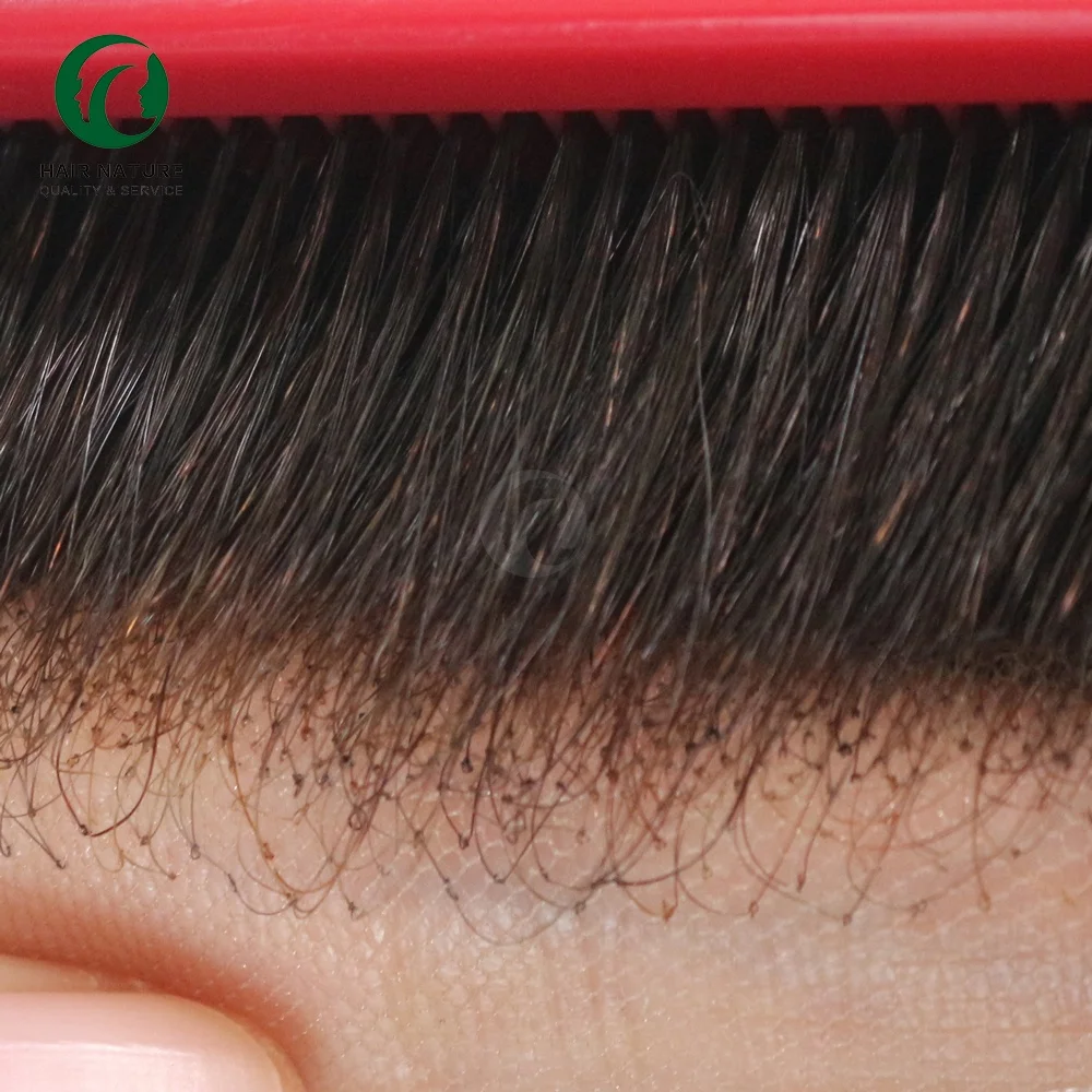 Q6 Lace Front Toupee Poly Skin Wig For Men Human Hair Replacement Natural Hairline Systems