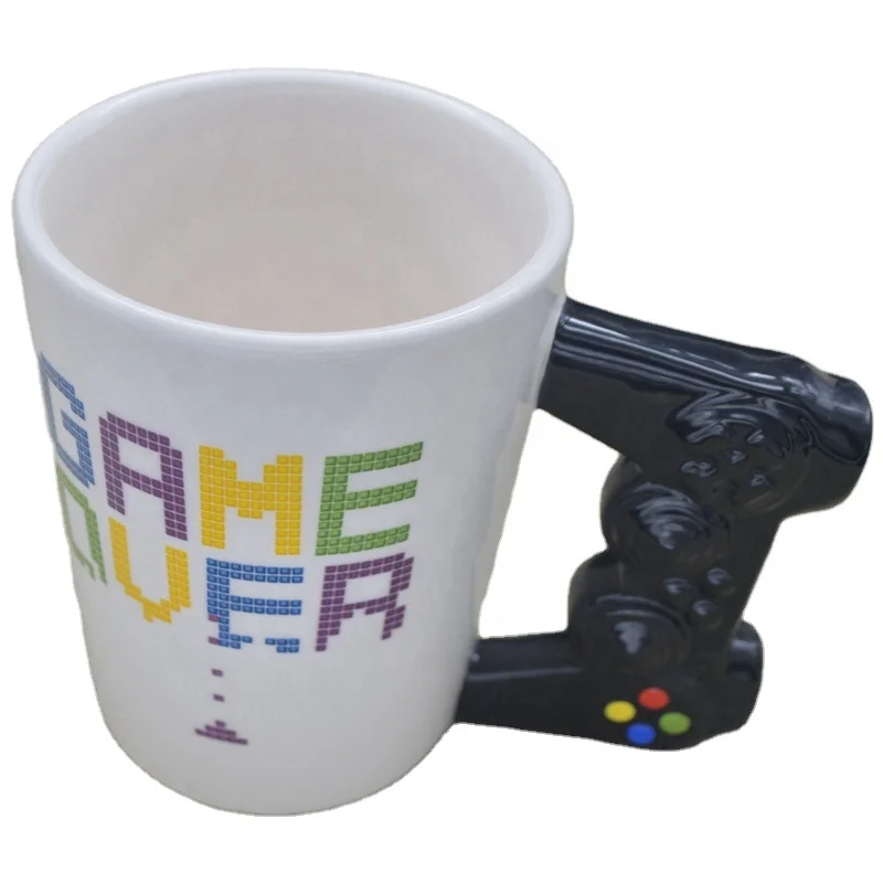 Hand painted Game Cup Ceramic 3D Game coffee Mug White and black