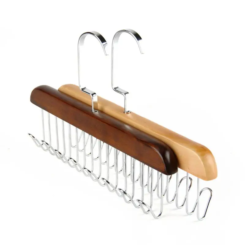 Wholesale Metal Alloy 8 hook Tie Towel Ethnic Scarves Shawls Storage Rack wooden clothes hanger for Organized  Elegant Wardrobes