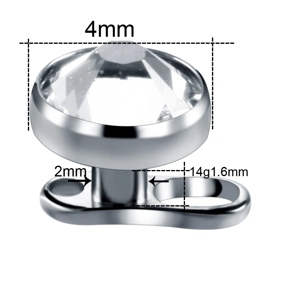 G23 Titanium Piercing Micro Dermal Anchor Base & Tops Skinner Diver Crystal Gem Head Implants Body Piercing Jewelry