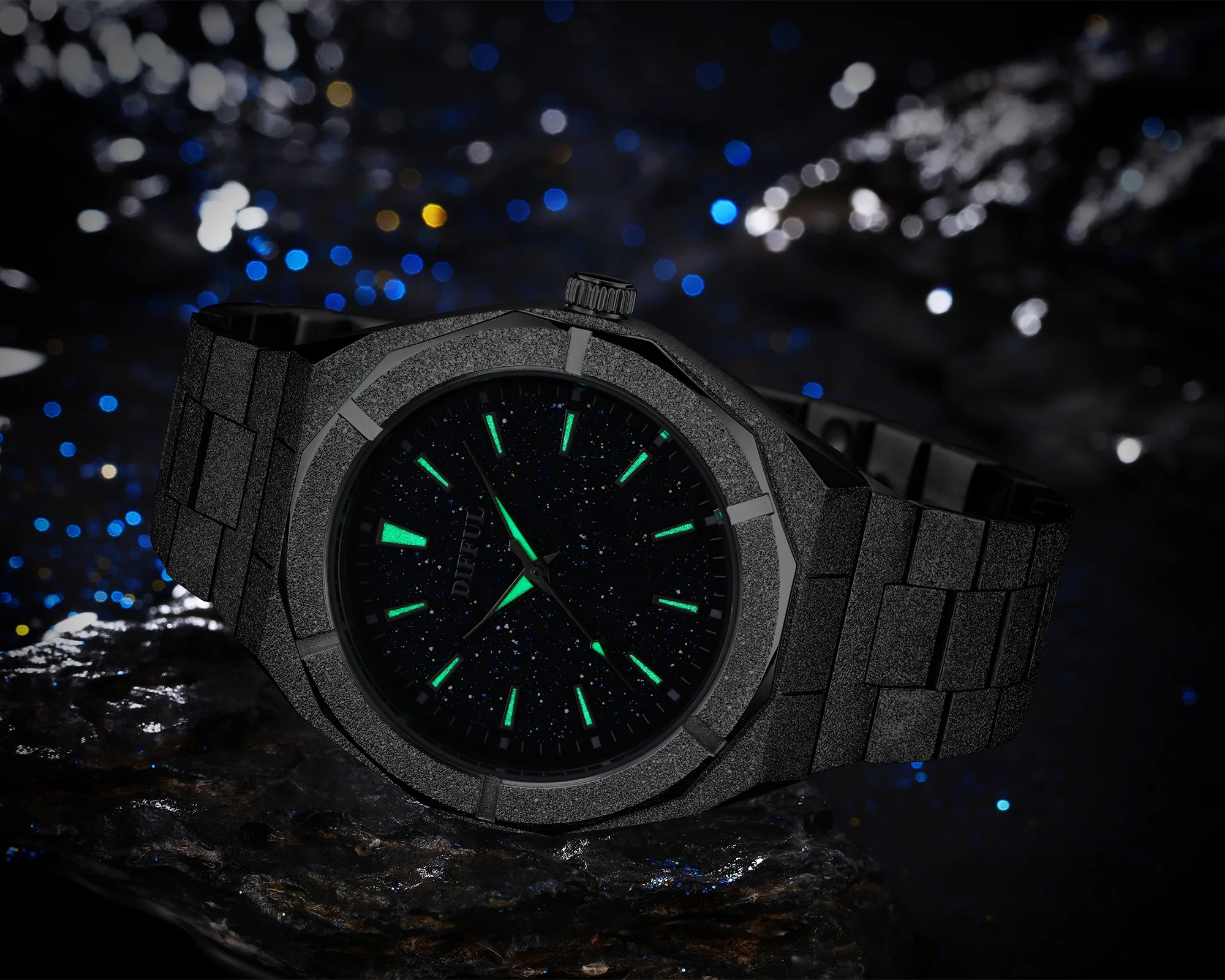 All 316L stainless steel Man watches luminous hands star dust dial watch men wrist