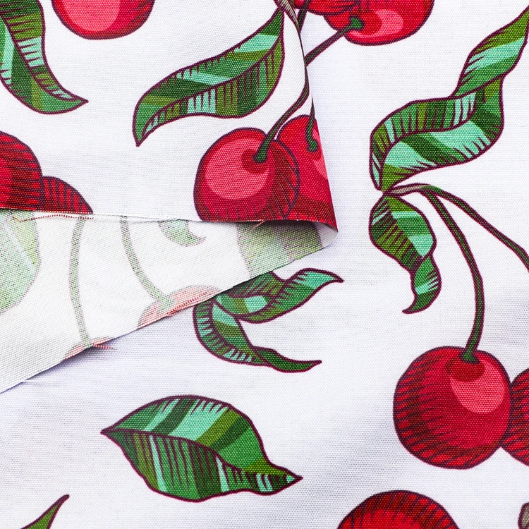 china shaioxing factory Cherry desgin 100% polyester printer woven fabric for lady