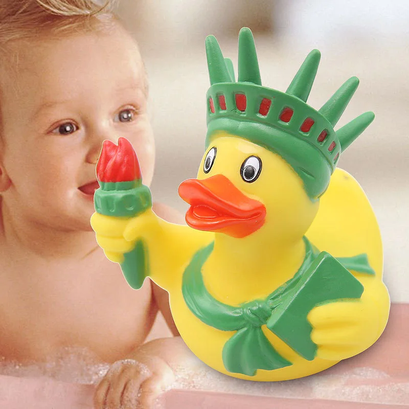 
Wholesale toddler bath toys Statue of Liberty yellow rubber duck customized 