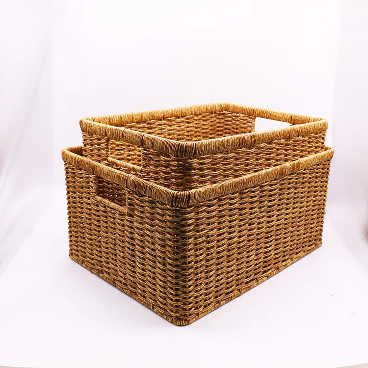 Guangdong Manufacture Wholesale high quality home house storage endurance Washable PP material weave rattan basket