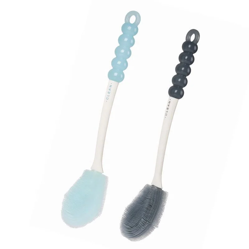 Bathroom Plastic Round Soft Long Handle Toilet Clean Bristles Scrubber Holder Silicone Brush Set