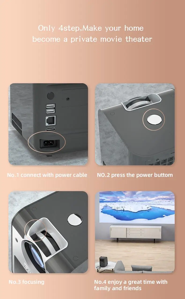 portable home theater Full super clear led projectors 4k mini projector wifi home cinema