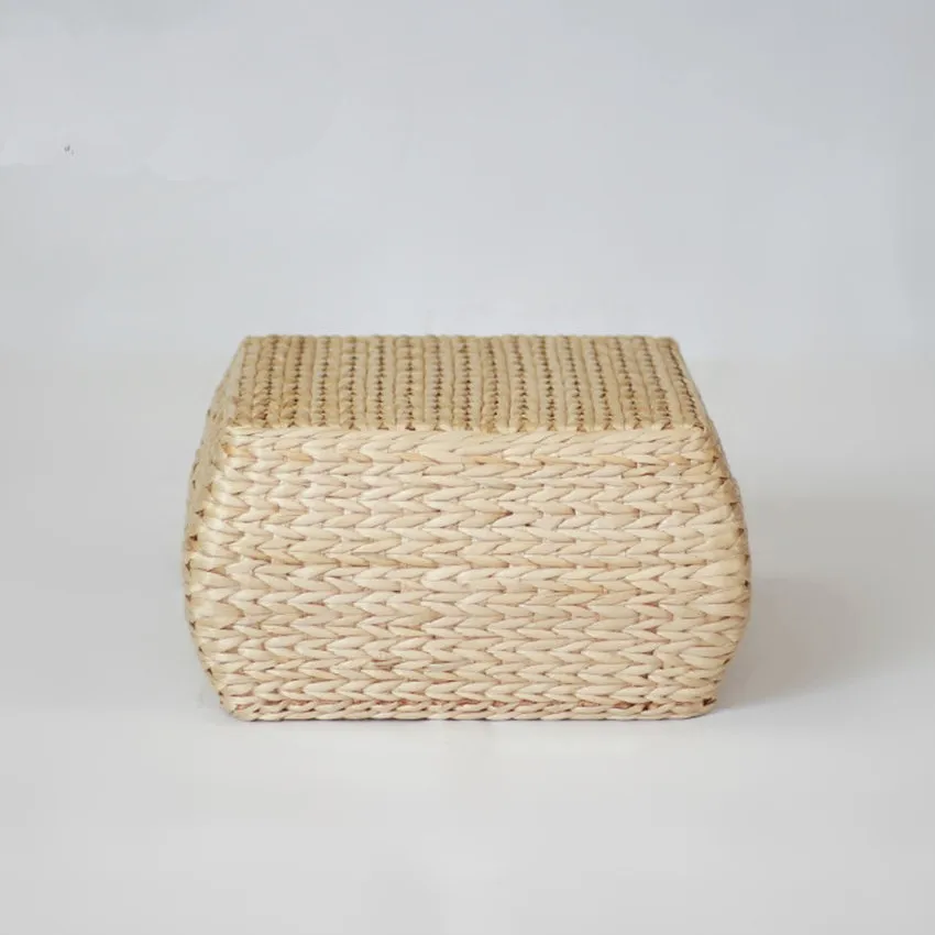 Lovely water hyacinth square kid stool pouf natural materials woven ottomans baby stools