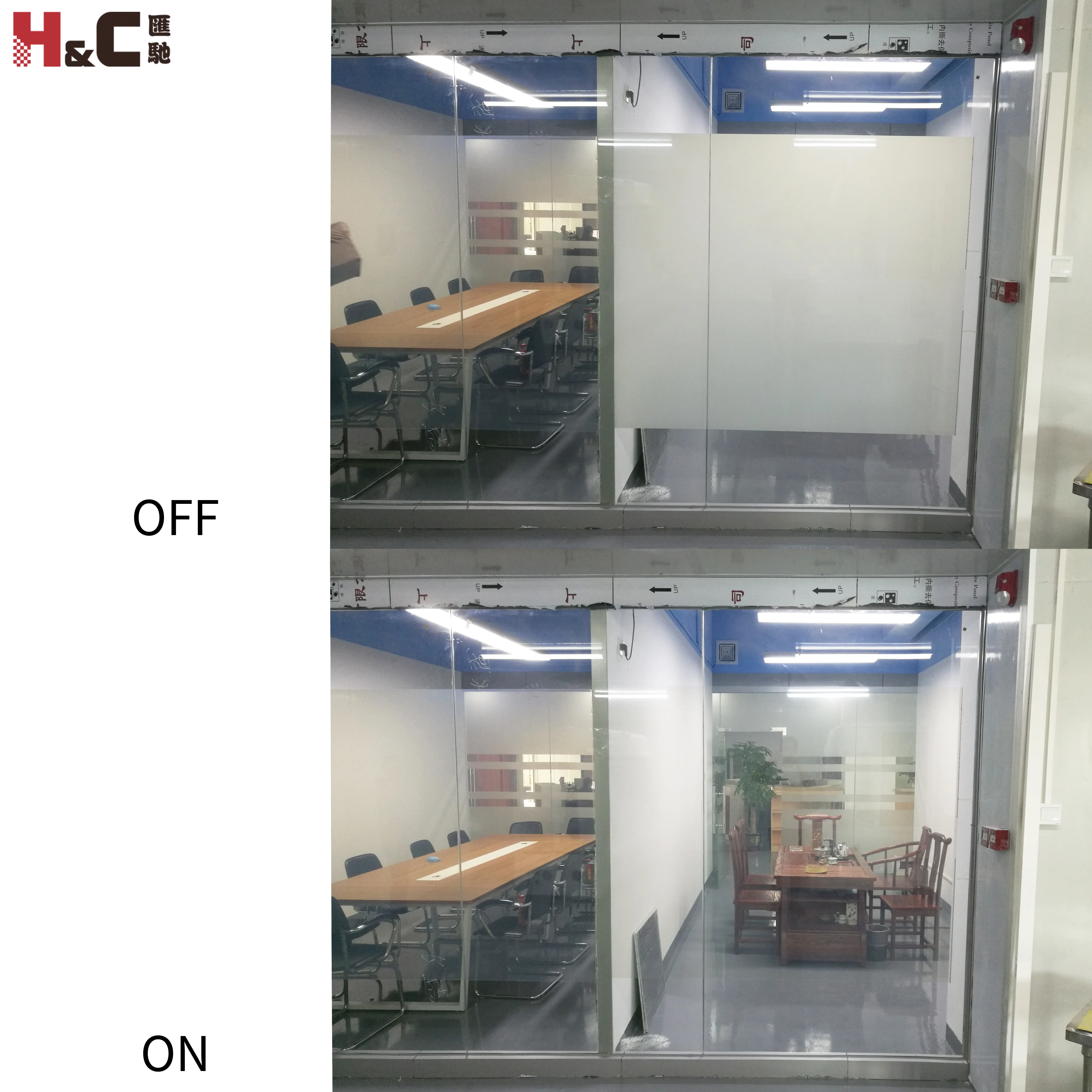 ultra-thin self-adhesive smart electrochromic glass tint privacy film pdlc glass film for partitions