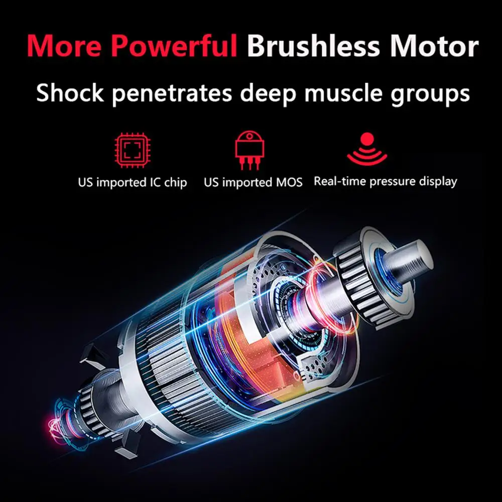 Ached Away Massage Gun Aluminum Dropshipping usa Electric 90W Metal 9 degree Strong Percussion Massage Gun 24V