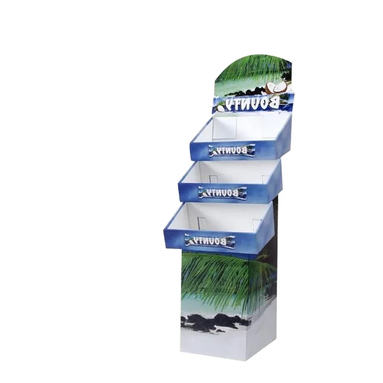 Custom POP beverage cardboard floor display stand beer shelf  Drinks stepped display rack gift display for store supermarket