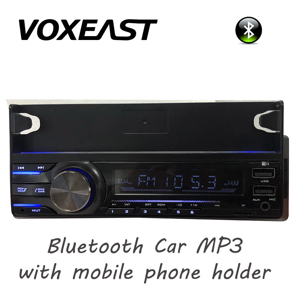 Car Cellphone holder radio audio mp3 player supported BT 12v car aux with Dual USB with mobile phone recharging