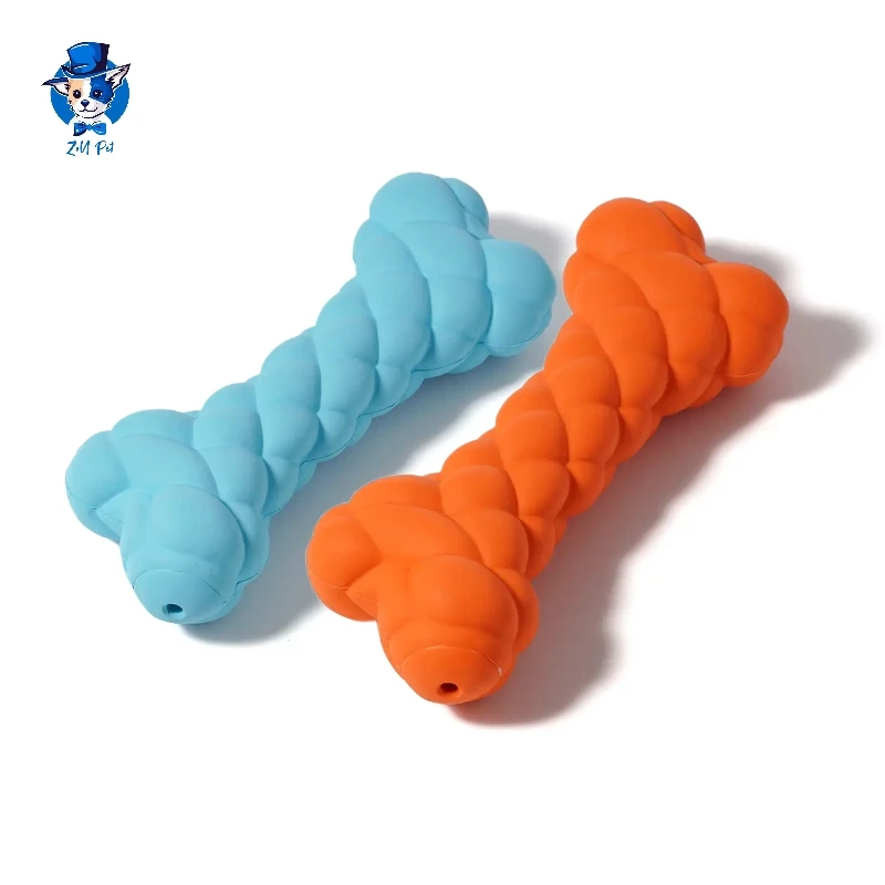 Wholesale Durable Tooth Cleaning Dog Bone Toy Squeaky Natural Rubber Dog Bone