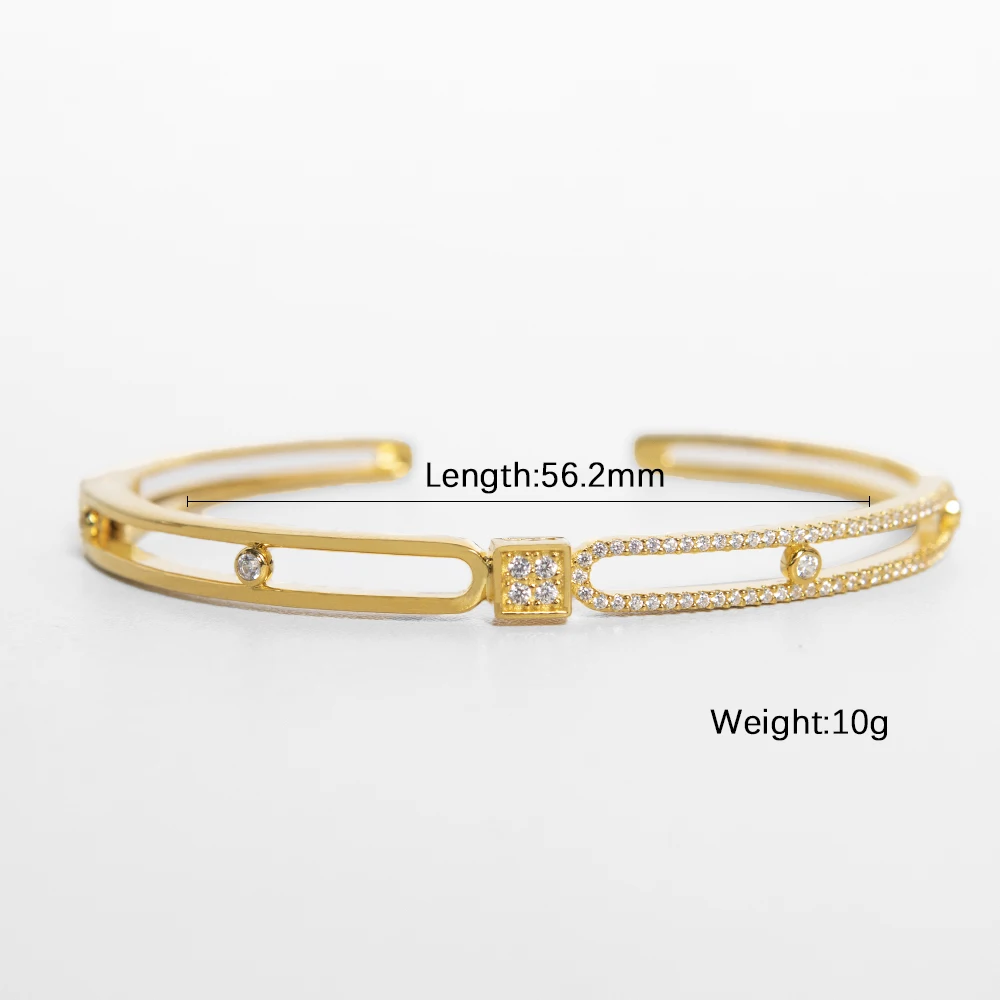 Carline 925 sterling silver custom 18k gold plated multilayer hollow zircon gold bracelet jewelry for women