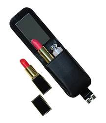 Sonny High End Lambskin Real Leather Lipstick Case Holder Mini Portable Travel Cosmetic Make Up Bag for 2 Lip Rouge