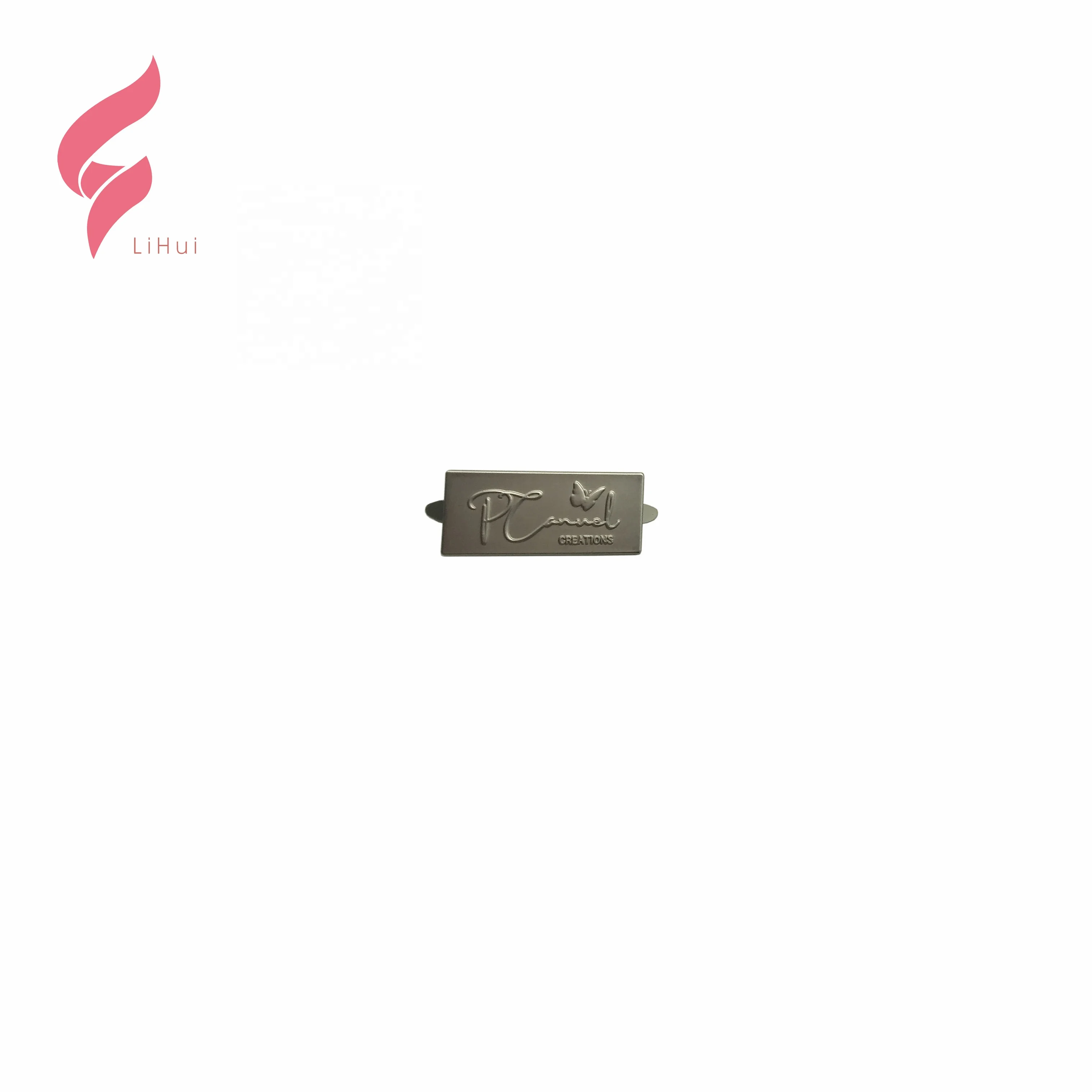 Lihui Custom Logo Raised Engraved Metal Plate Tag Label Factory Price for Clothes and Handbags Letter Pattern