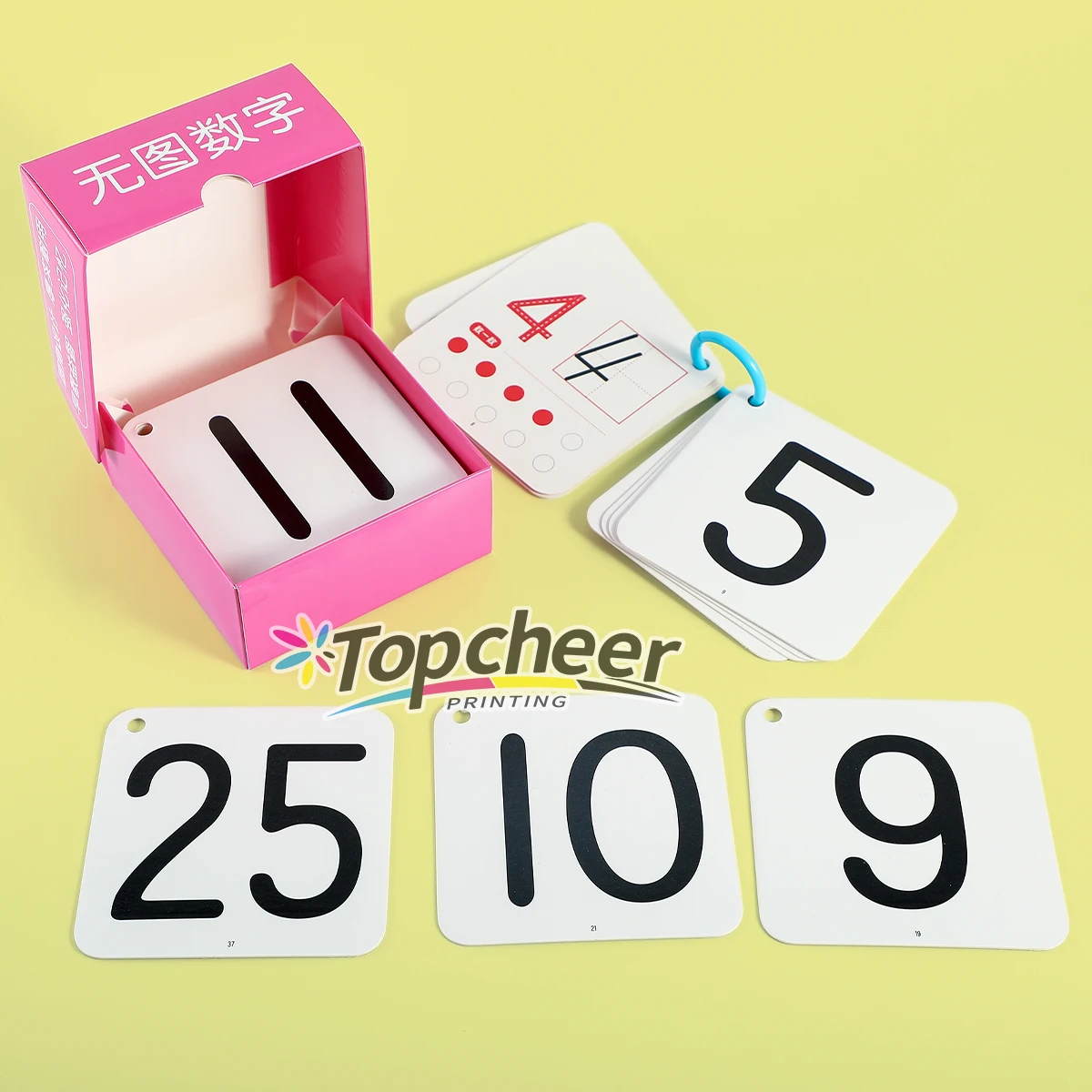 Custom Logo Flash Cards for Early Childhood Education Animal Pattern Shape Color Number English Letters Printed in Arabic