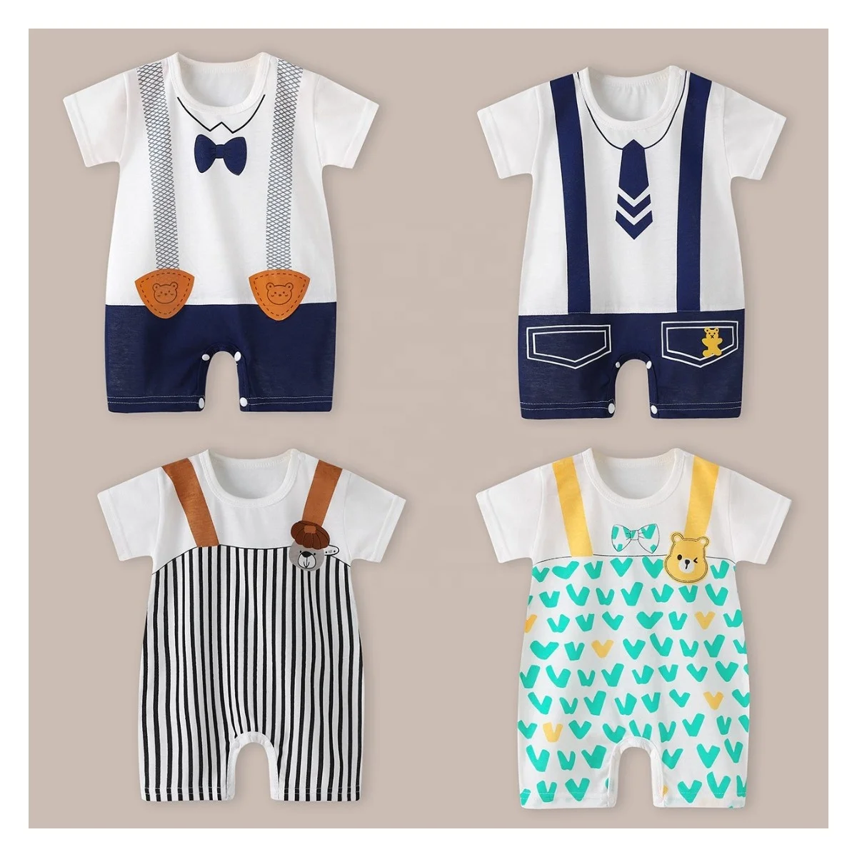 Wholesale baby clothes pure cotton newborn clothes short sleeve anime jumpsuit boy baby clothes