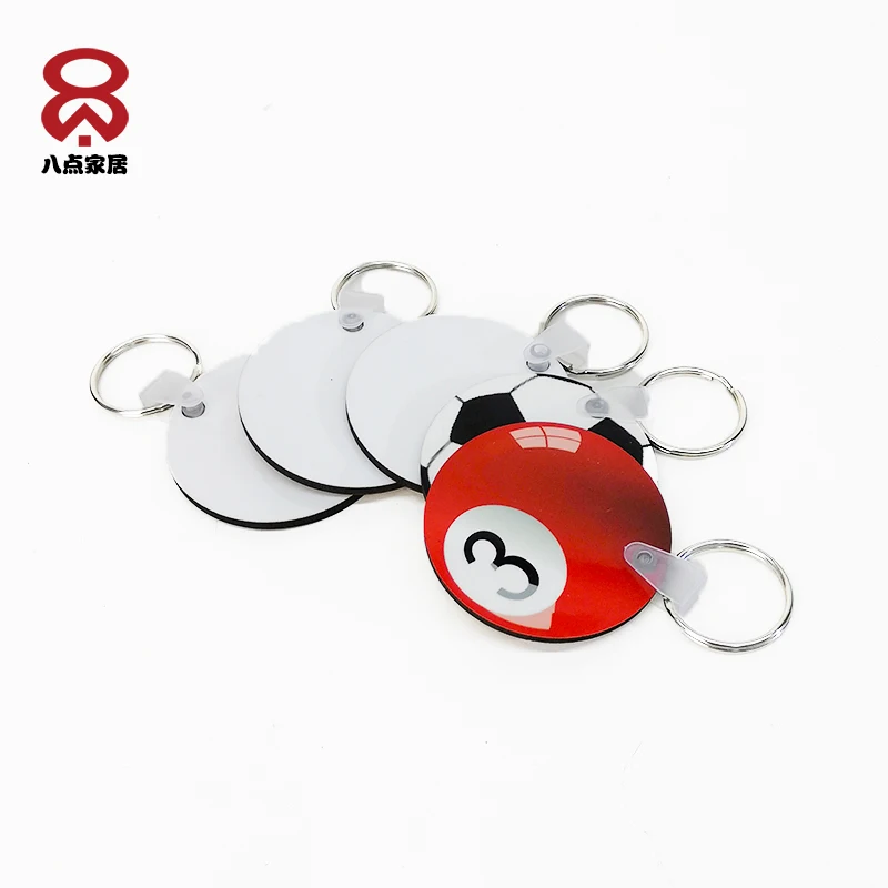 Black back sided sublimation MDF keychain Custom sublimation Key Chain Blank round sublimation keychain