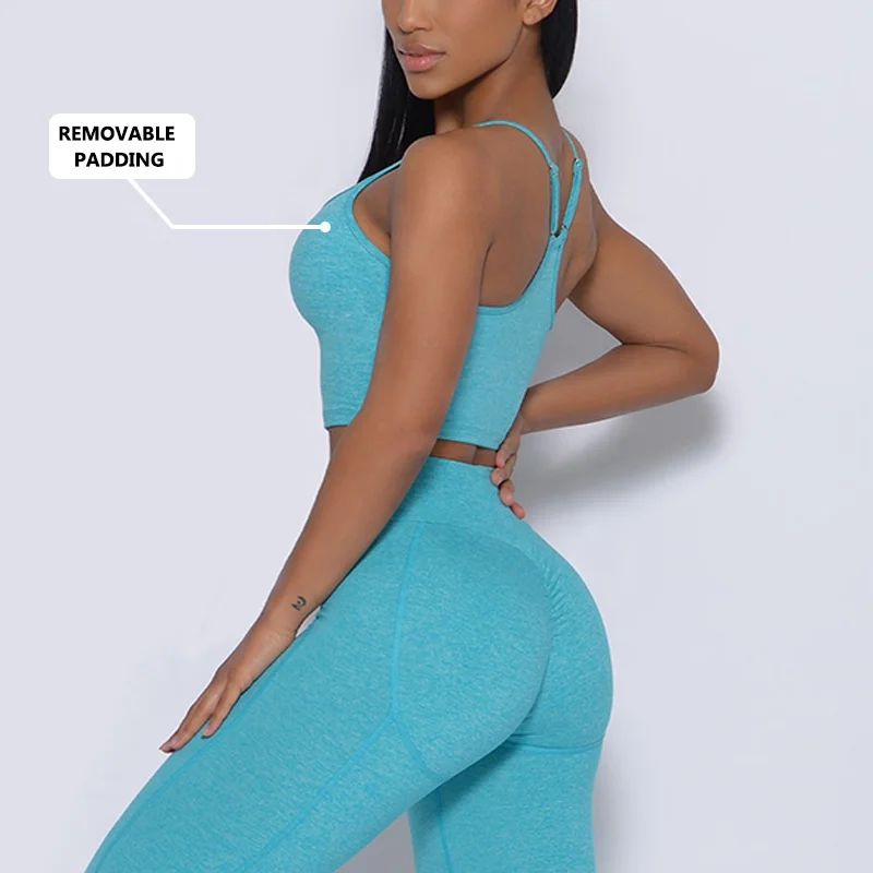 OEM Custom logo Racerback Gym Fitness Crop Top High Impact Adjustable Thin Straps longline Plus Size Yoga Sports Bra For Women