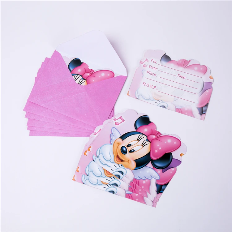 Cartoon Minnie Theme Kid Birthday Party Supplies Paper Plates Cups Straws Kids Girl Mouse Birthday Party Disposable Tableware