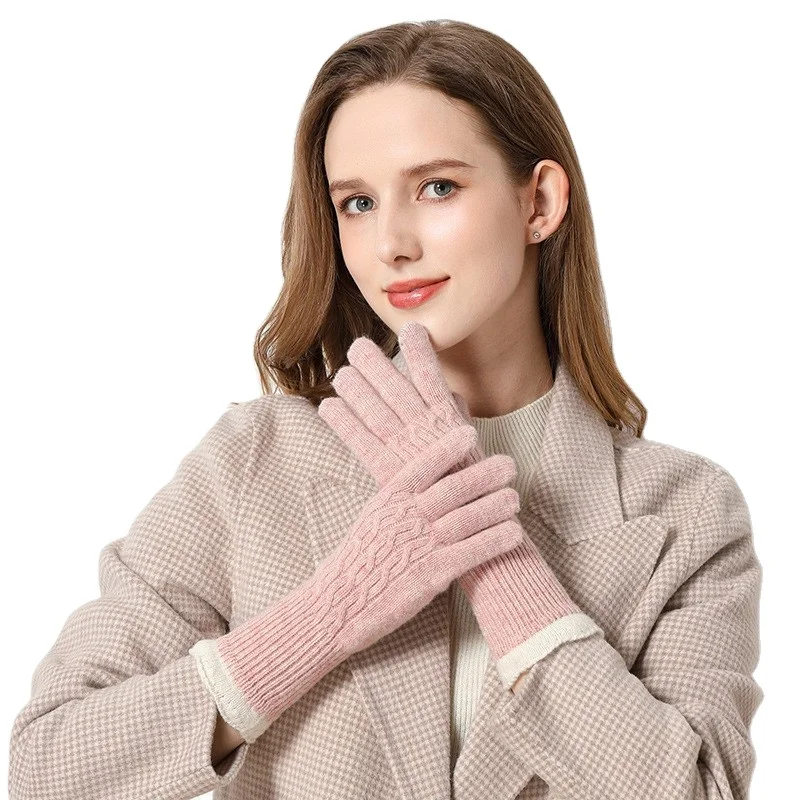 2023 осенне-зимние 100% шерстяные перчатки Роскошные трикотажные для женщин