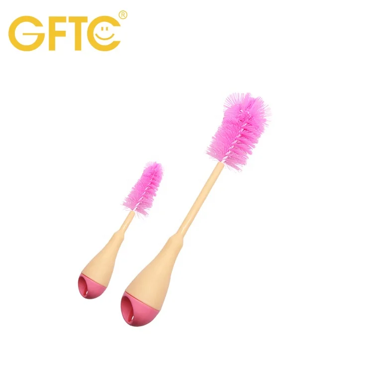 2024 OEM ODM Portable Usage Long Handle Plastic Baby Bottle and Nipple Brush Set